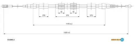 Трос ручного тормоза задний galaxy, seat alhambra 97- ADRIAUTO 13.0261.1