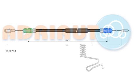 FORD Трос ручного тормоза задн. прав.1235/1030 мм TRANSIT 06- ADRIAUTO 13.0273.1