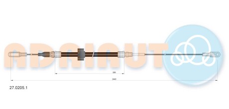 Трос ручного гальма ADRIAUTO 2702051