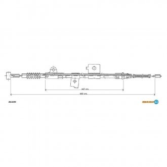 Трос ручного тормоза лев.primera 91- ADRIAUTO 28.0249