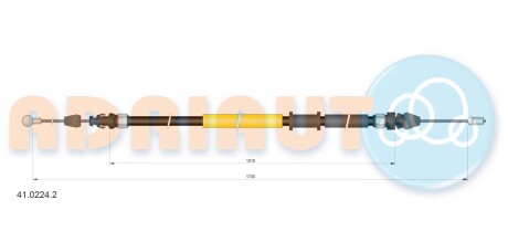 RENAULT Трос ручного тормоза зад. прав./лев. Master 2,3 10- (1730mm) ADRIAUTO 41.0224.2