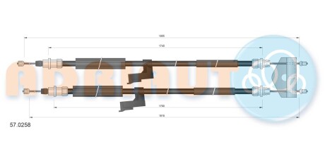 VOLVO Трос ручного тормоза C30, C70 II, V40 ADRIAUTO 57.0258