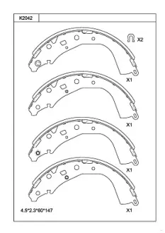 Колодки барабанного тормоза Asimco K2042