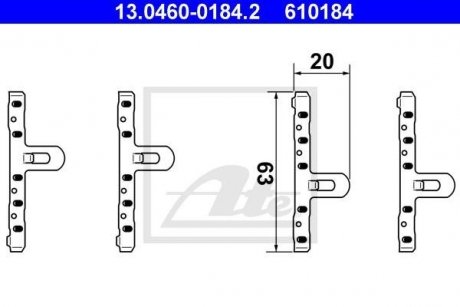Монтажный комплект тормозных колодок ATE 13.0460-0184.2
