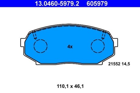 Гальмівні колодки дисковi перед. Mazda MX-5 I 1.6 01.89-01.94 ATE 13.0460-5979.2