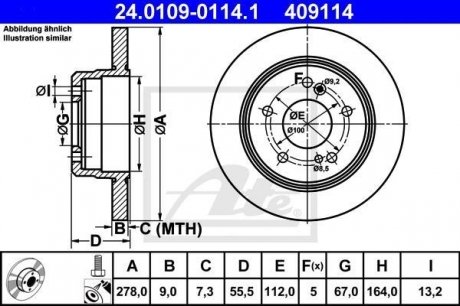 Тормозной диск ATE 24.0109-0114.1 (фото 1)