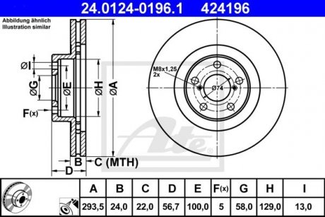 Тормозной диск ATE 24.0124-0196.1 (фото 1)