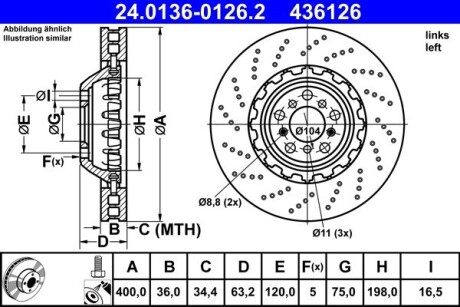 Диск гальмівний лівий ATE 24013601262