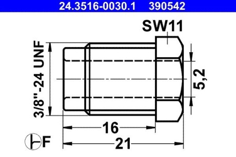 З\'єднувач трубки гальмівний (3/8\'\'x24/11x21/d=5.2) ATE 24.3516-0030.1