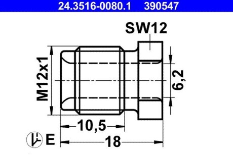 З\'єднувач трубки гальмівний (M12x1/12x18/d=6.2) ATE 24351600801