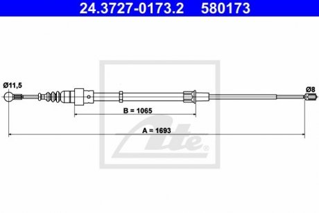 Трос, стояночная тормозная система ATE 24.3727-0173.2
