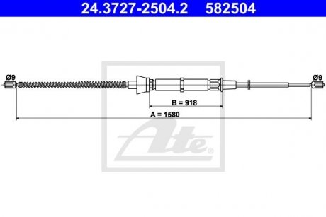 Трос, стояночная тормозная система ATE 24.3727-2504.2 (фото 1)