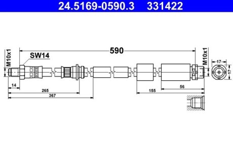 Шланг гальмівний bmw 3 12- ATE 24516905903