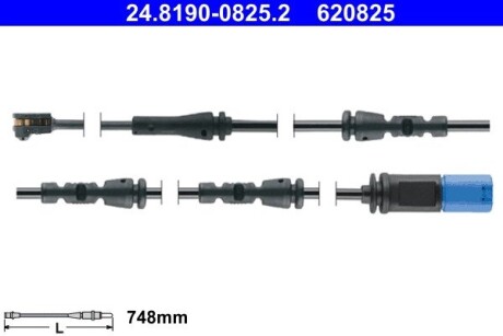 Датчик зносу гальмівних колодок (задніх) BMW X5 (G05/F95)/X7 (G07) 18- (748mm) ATE 24.8190-0825.2