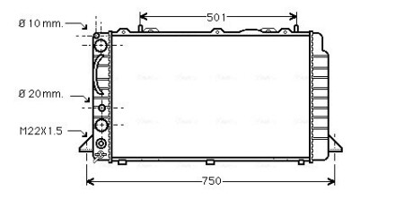 AVA AUDI Радіатор охолодження двиг. 80 B4 4 CYL. (91-) AVA QUALITY COOLING AIA2089