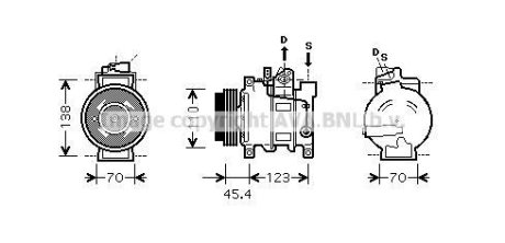 AVA AUDI Компресор кондиціонера A4 B6 2.5 00-, A4 B7 2.5 04-, A6 C5 2.5 TDI 97- AVA QUALITY COOLING AIAK227