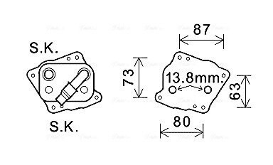 AVA BMW Оливний радіатор (без корпуса) 1 (E81), 1 (E87), 1 (E88), 3 (E90), 5 (E60), X3 (E83) AVA QUALITY COOLING BW3412