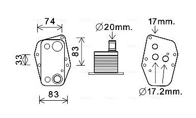 AVA BMW Оливний радіатор 1 E87, 3 E46/90, 5 E60, X3 E83 2.0d AVA QUALITY COOLING BW3555