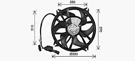 AVA CITROEN Вентилятор радіатора C5 II,III, Peugeot 407 1.6HDI/2.0 AVA QUALITY COOLING CN7556