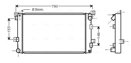 AVA CHRYSLER Радіатор охолодження Grand Voyager 2.5TD 95-, Dodge AVA QUALITY COOLING CR2033