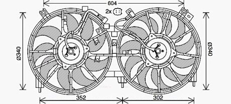 AVA NISSAN Вентилятор радіатора (2 шт) MURANO II 3.5 08-, TEANA II 2.5, 3.5 08- AVA QUALITY COOLING DN7537