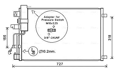 AVA NISSAN Радіатор кондиціонера (конденсатор) без осушувача QASHQAI 2.0D 07- AVA QUALITY COOLING DNA5290D