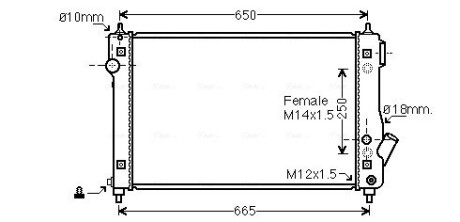 AVA CHEVROLET Радіатор охолодження двиг. Aveo AVA QUALITY COOLING DW2087 (фото 1)