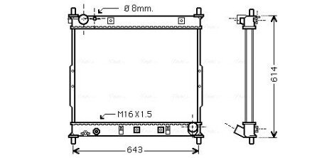 AVA DAEWOO Радіатор охолодження двиг. REXTON RX290 2.9TD 02-, SSANGYONG RX290 2.9TD 02- AVA QUALITY COOLING DWA2062