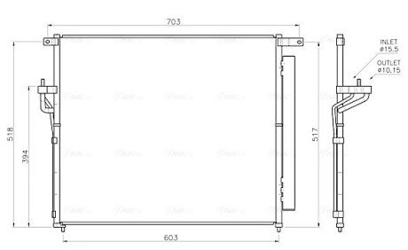 AVA FORD Радіатор кондиціонера (конденсатор) з осушувачем Ranger 2.2/3.2TDCi 11- AVA QUALITY COOLING FD5706D