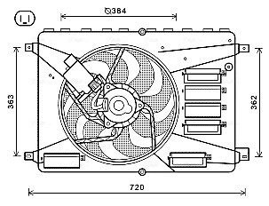 AVA FORD Вентилятор радіатора Galaxy, Kuga I, Mondeo IV, S-Max 1.6/2.0TDCi 06- AVA QUALITY COOLING FD7556