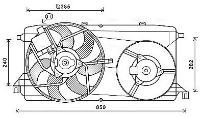 AVA FORD Вентилятор радіатора (дифузор в зборі) TRANSIT TOURNEO 2.2 06-, TRANSIT 2.2 06- AVA QUALITY COOLING FD7580