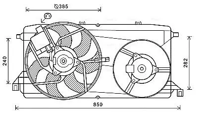 AVA FORD Вентилятор радіатора (дифузор в зборі) TRANSIT TOURNEO 2.2 06-, TRANSIT 2.2 06- AVA QUALITY COOLING FD7580