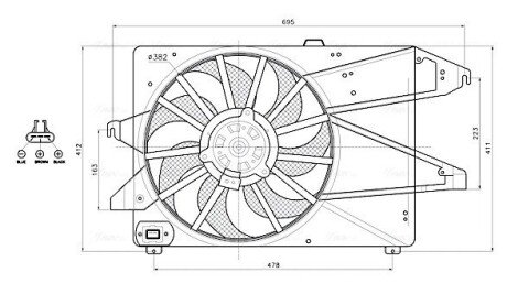 AVA FORD Вентилятор радіатора MONDEO III 00- AVA QUALITY COOLING FD7713