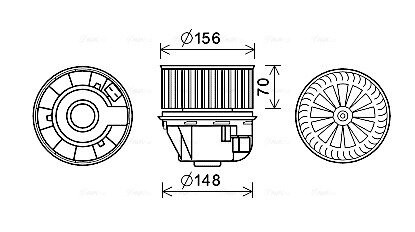 Вентилятор отопителя салона Ford Focus (04-12), C-MAX (07-10) AVA AVA QUALITY COOLING FD8612