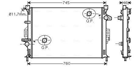 AVA FORD Радіатор сист. охолодження двигуна MONDEO 07-, FOCUS III 10-, VOLVO AVA QUALITY COOLING FDA2421