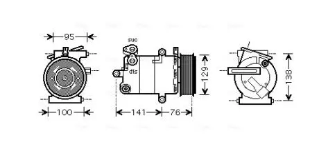 AVA CITROEN Компресор кондиціонера JUMPER II 2.2 06-, FIAT, FORD, PEUGEOT AVA QUALITY COOLING FDAK417