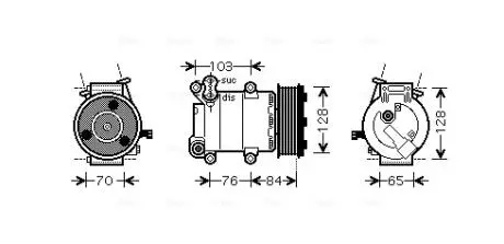 AVA FORD Компресор кондиціонера C-MAX 1.6 07-, FOCUS C-MAX 1.4, 1.6, 1.8 03-, TRANSIT 2.4 06- AVA QUALITY COOLING FDAK418