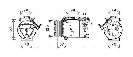 AVA FORD Компресор кондиціонера C-MAX II 2.0 TDCi 10-, GALAXY II 2.0 TDCi 06-, MONDEO IV 2.0 TDCi 07-, LAND ROVER AVA QUALITY COOLING FDAK482