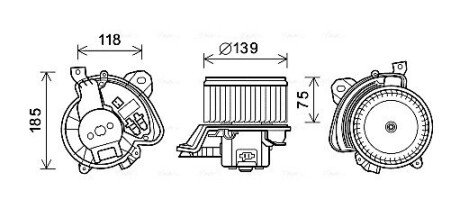 AVA FIAT Вентилятор салона GRANDE PUNTO 1.4 07-, LINEA 1.4 07- AVA QUALITY COOLING FT8433