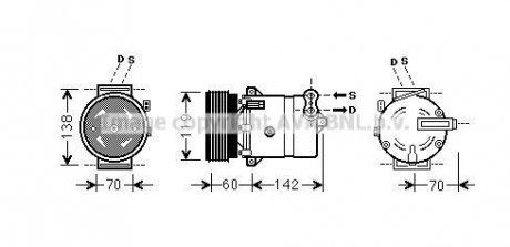 OPEL компресор кондиціонера VECTRA B, SAAB, CADILLAC AVA QUALITY COOLING FTAK383 (фото 1)