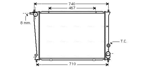 Радиатор охлаждения двигателя Hyundai H100 H-1 2,5D 00>04, 04>07 MT AC+/- AVA QUALITY COOLING HYA 2049