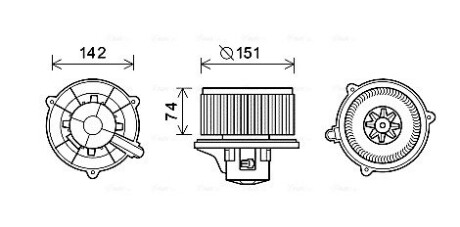 Вентилятор отопителя салона Kia Rio (00-05) 1.3i 1.5i AVA AVA QUALITY COOLING KA8224