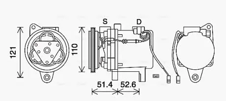 AVA SMART Компресор кондиціонера CABRIO 0.6-0.8, CITY-COUPE 0.6-0.8, FORTWO 0.6-0.8 AVA QUALITY COOLING MCAK019