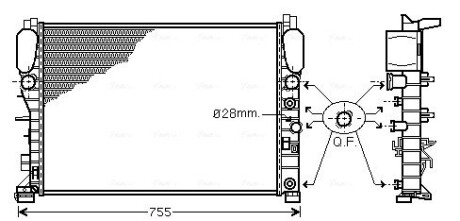 Радіатор охолодження двигуна mb w211 22cdi mt/at 02- (ava) AVA QUALITY COOLING MSA2342