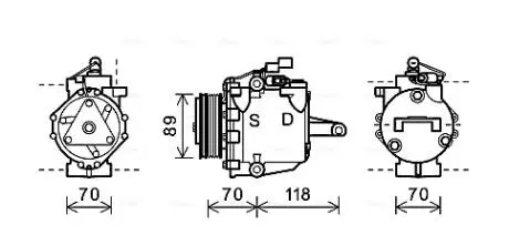 AVA MITSUBISHI Компресор кондиціонера COLT VI 1.1, 1.3, 1.5 04- AVA QUALITY COOLING MTAK224