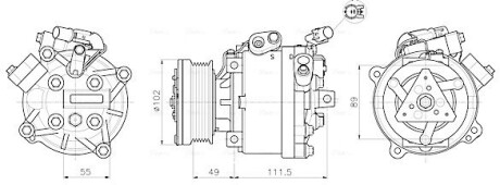 AVA MITSUBISHI Компресор кондиціонера LANCER VIII 1.6 10-, 1.8 08-, 2.0 07-, OUTLANDER II 2.0 06-, OUTLANDER III 2.0 12-, CITROEN, PEUGEOT AVA QUALITY COOLING MTAK294