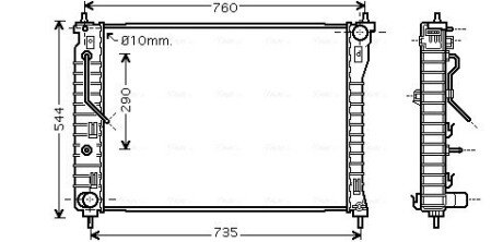 AVA CHEVROLET Радіатор системи охолодження двигуна CAPTIVA 06-, OPEL, VAUXHALL AVA QUALITY COOLING OL2434