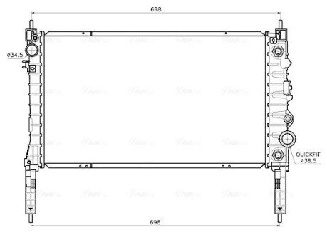 AVA OPEL Радіатор охолодження двиг. MOKKA / MOKKA X 1.4 12-, CHEVROLET AVA QUALITY COOLING OL2747