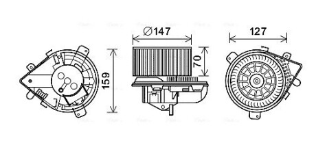 AVA CITROEN вентилятор салону Evasion, Jumpy, Fiat Scudo, Peugeot 806, Expert 95- AVA QUALITY COOLING PE8393