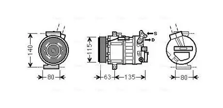 AVA CITROEN Компресор кондиціонера C5 II 2.0, 2.2 04-, C5 III 2.0, 2.2 08- AVA QUALITY COOLING RTAK485